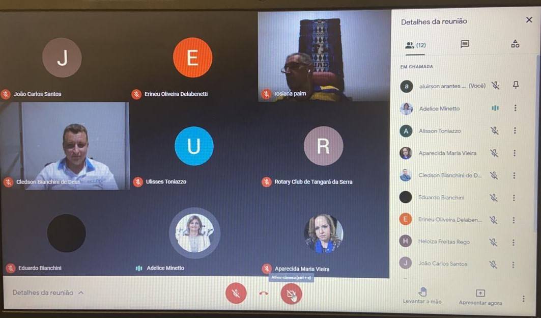 Rotary Club de Tangará da Serra realiza no dia 20 de Janeiro de 2021 a 18ª Reunião Ordinária no formato "on line"