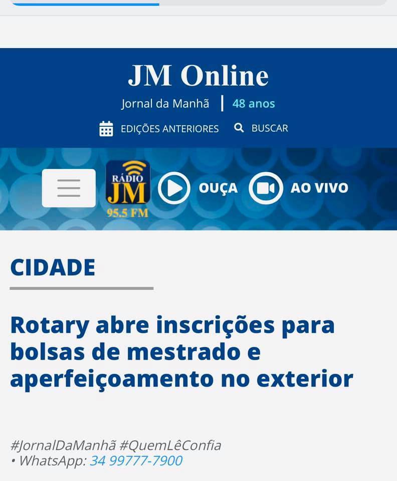 JORNAL DA MANHÃ  destaca BOLSAS PELA PAZ do Rotary International . Emissoras de rádio e sites de instituições também aderiram à divulgação desta iniciativa do ROTARY que beneficia a humanidade há décadas.