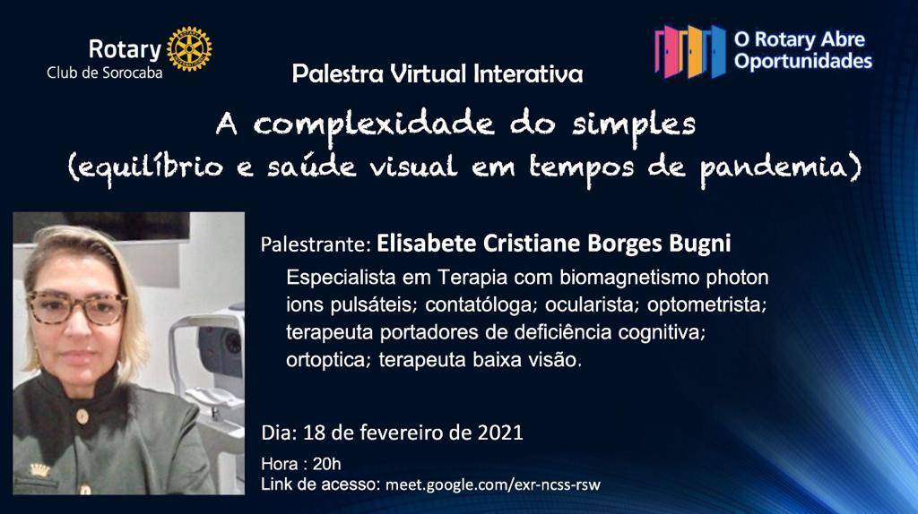 Convite da palestra realizada no Rotary Club de Sorocaba