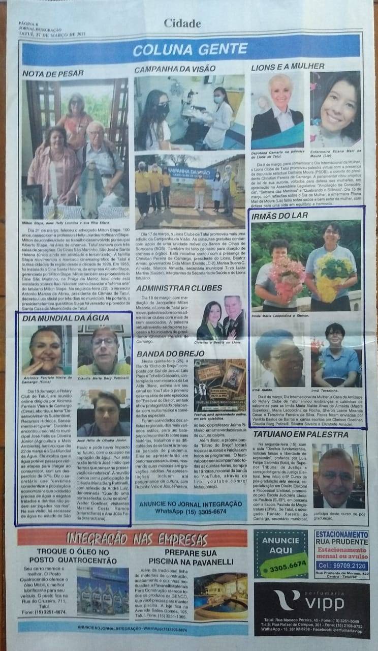 Dia Mundial da Água e Irmãs do Lar