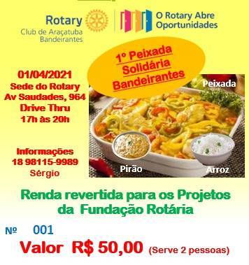 Agradecimentos pelo sucesso do nosso evento 1º Peixada Solidária Bandeirantes 