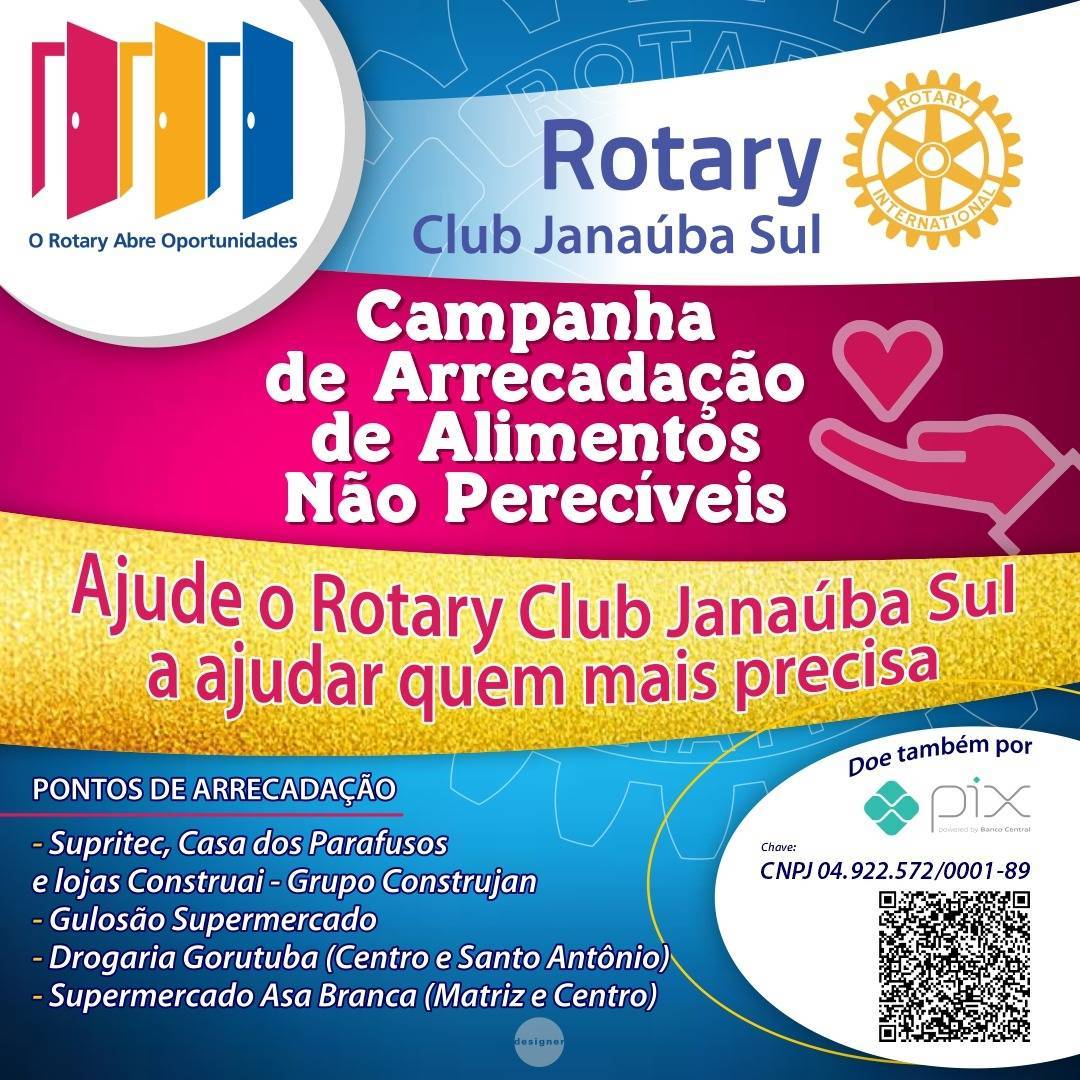 Rotary Club Janaúba Sul inicia campanha de arrecadação de alimentos - Abril/2021