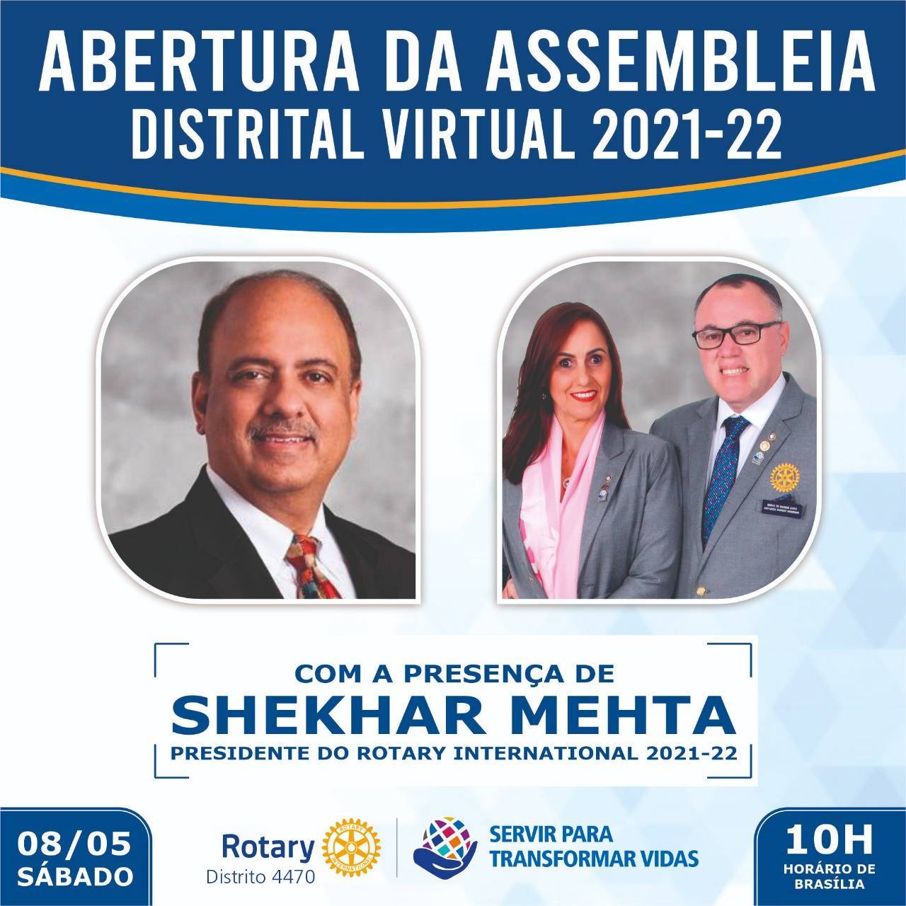 É Hoje !!! 08/05/201 10h Brasília - Abertura da Assembleia Distrital Virtual 2021-22