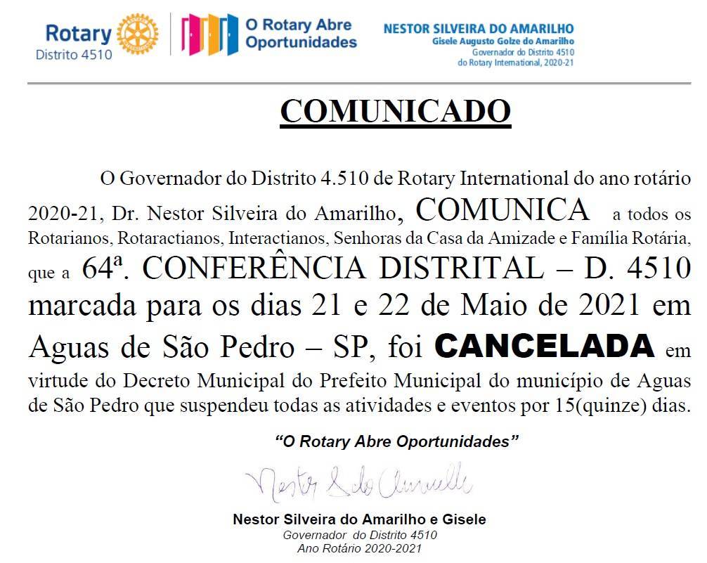 Comunicado Cancelamento Conferencia D. 4510 2020-21