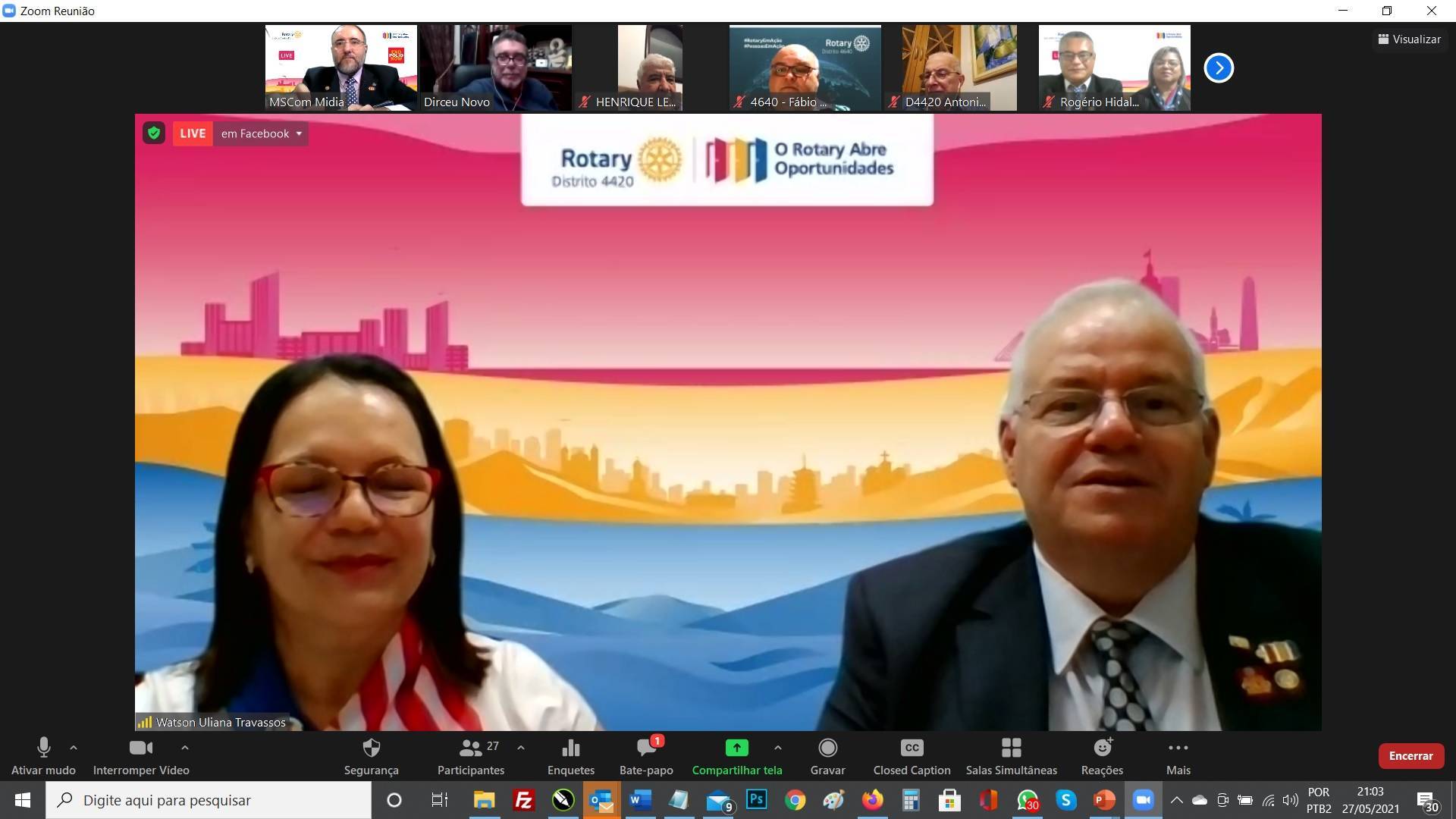 Watson Travassos e Maely, Casal Governador no Ano Rotário 2020-2021, prestigiou a fundação do clube