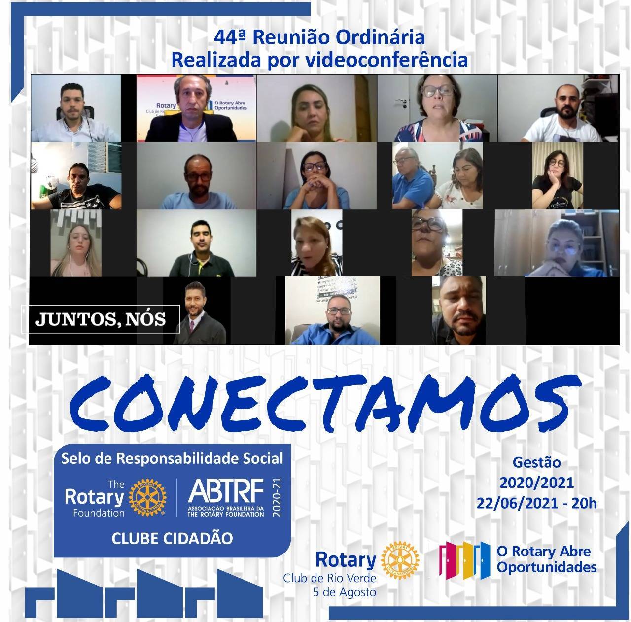 Última Reunião Ordinária do Rotary 5 de Agosto na gestão 2020-2021