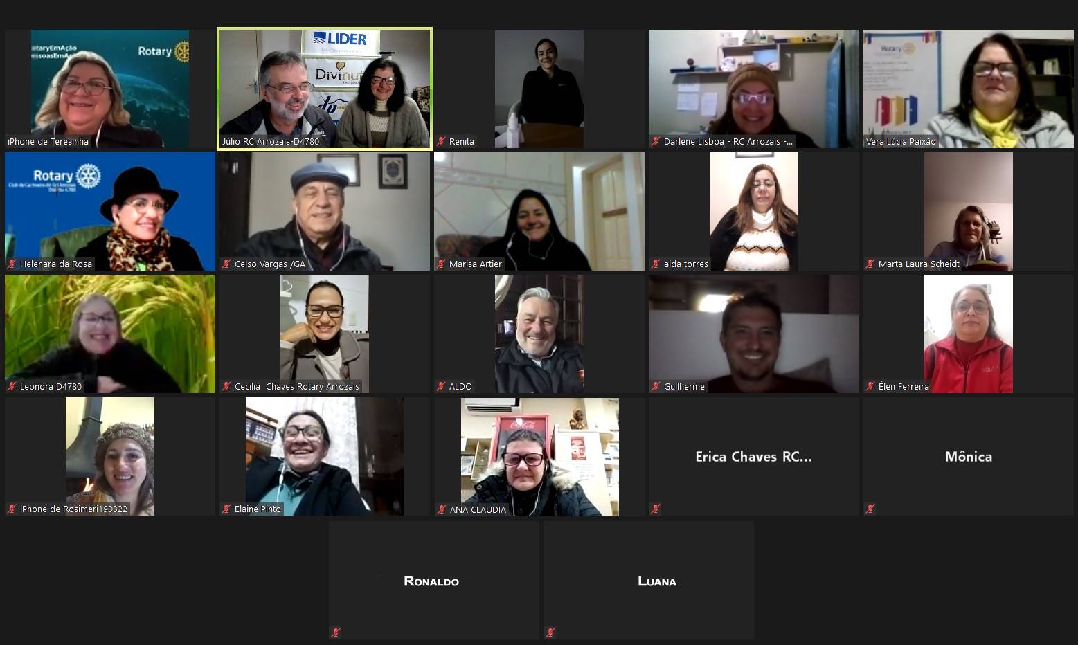 Reunião online do Rotary Club de Cachoeira do Sul Arrozais