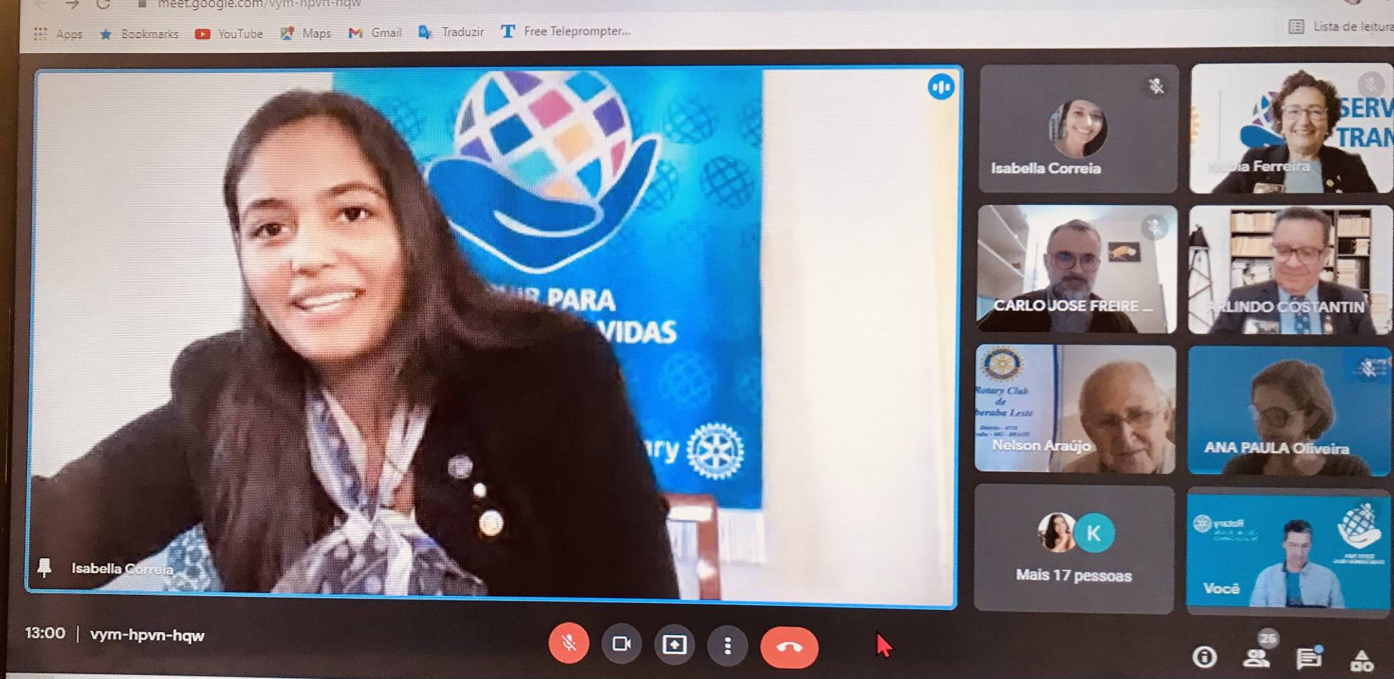 Em reunião virtual Isabella Correia assume oficialmente a presidência do Rotary Club de Uberaba Portal do Cerrado, empossa sua diretoria e um sócio