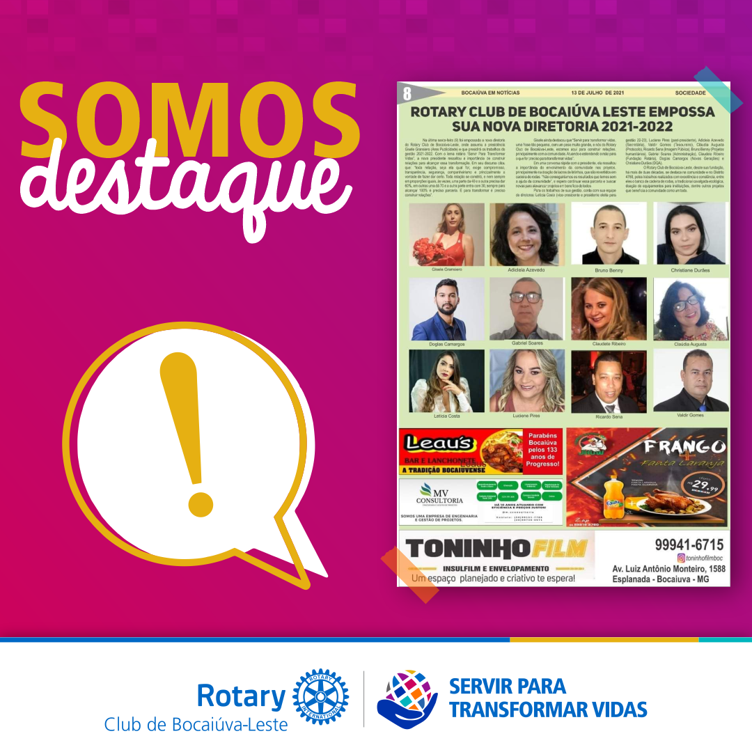 Destaque na página 08 do Jornal Bocaiúva em Notícias