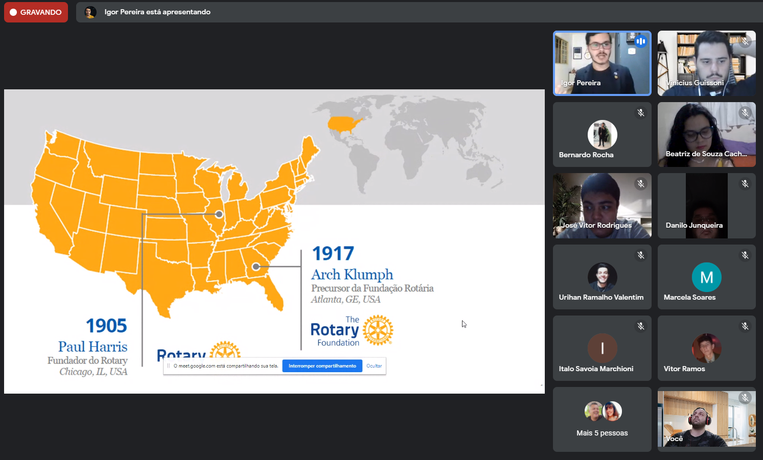 Palestra sobre fundação Rotária