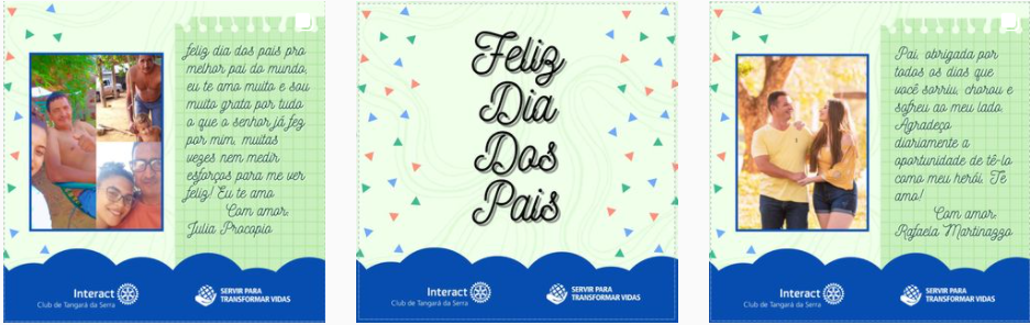 O Interact Club de Tangara da Serra, deseja a todos os pais um Feliz Dia dos Pais !!!                                                                                                                                                confira nossa publicação no nosso Instagram: @instaract 