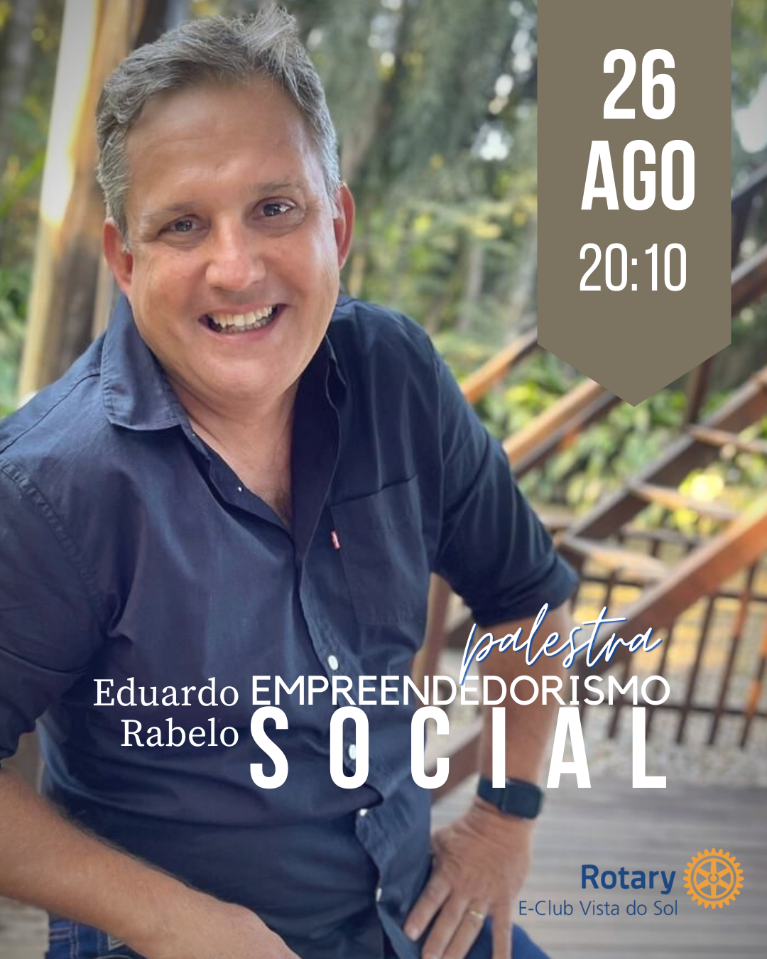 Palestrante Eduardo Rabelo associado do Rotary E-club Vista do Sol