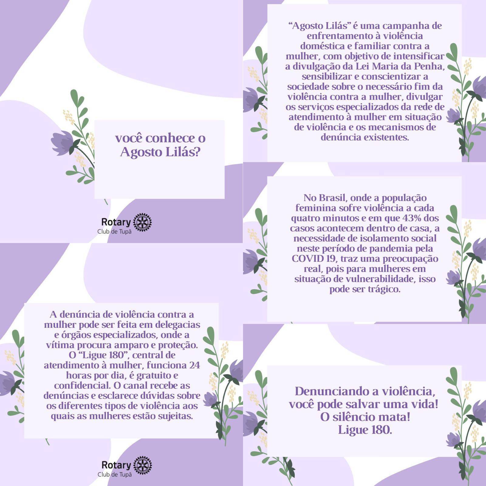 Post explicativo sobre o Agosto Lilás