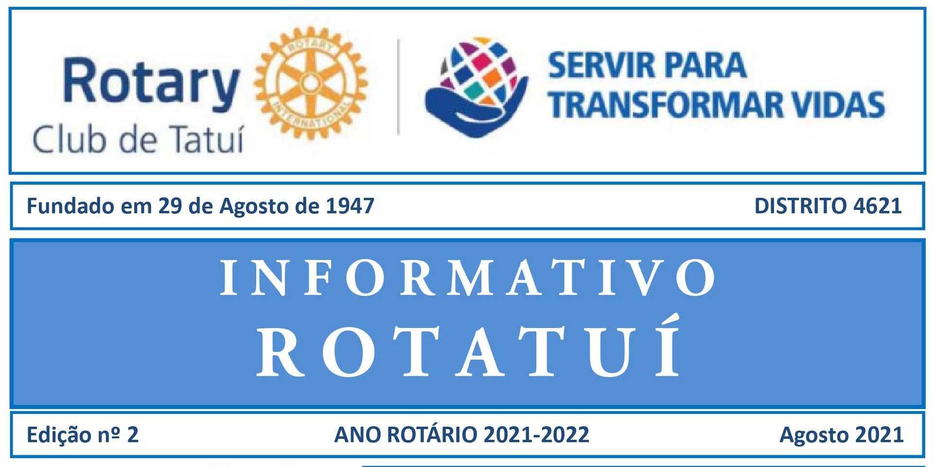 Informativo Rotatuí nº 2 - 2021-22 - agosto de 2021