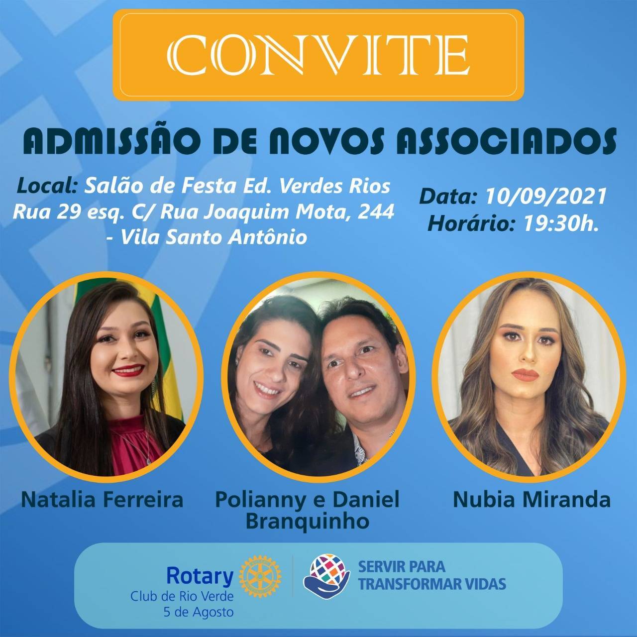 QUATRO NOVOS ASSOCIADOS ADMITIDOS NO ROTARYCLUB DE RIO VERDE 5 DE AGOSTO