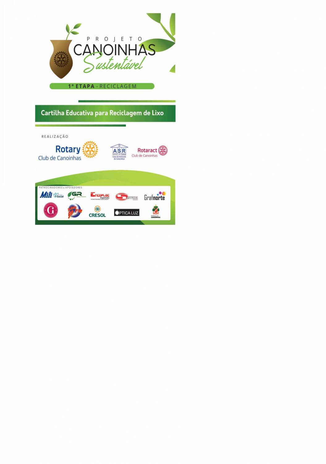 Capa da cartilha educativa de reciclagem