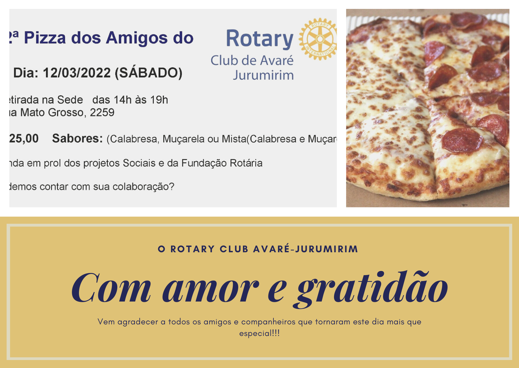Pizza dos amigos Rotary Club Avaré-Jurumirim 