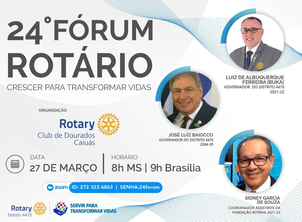 Gravação do 24º Forum Rotário "Crescer para Transformar Vidas " Distrito 4470 - 27-03-2022