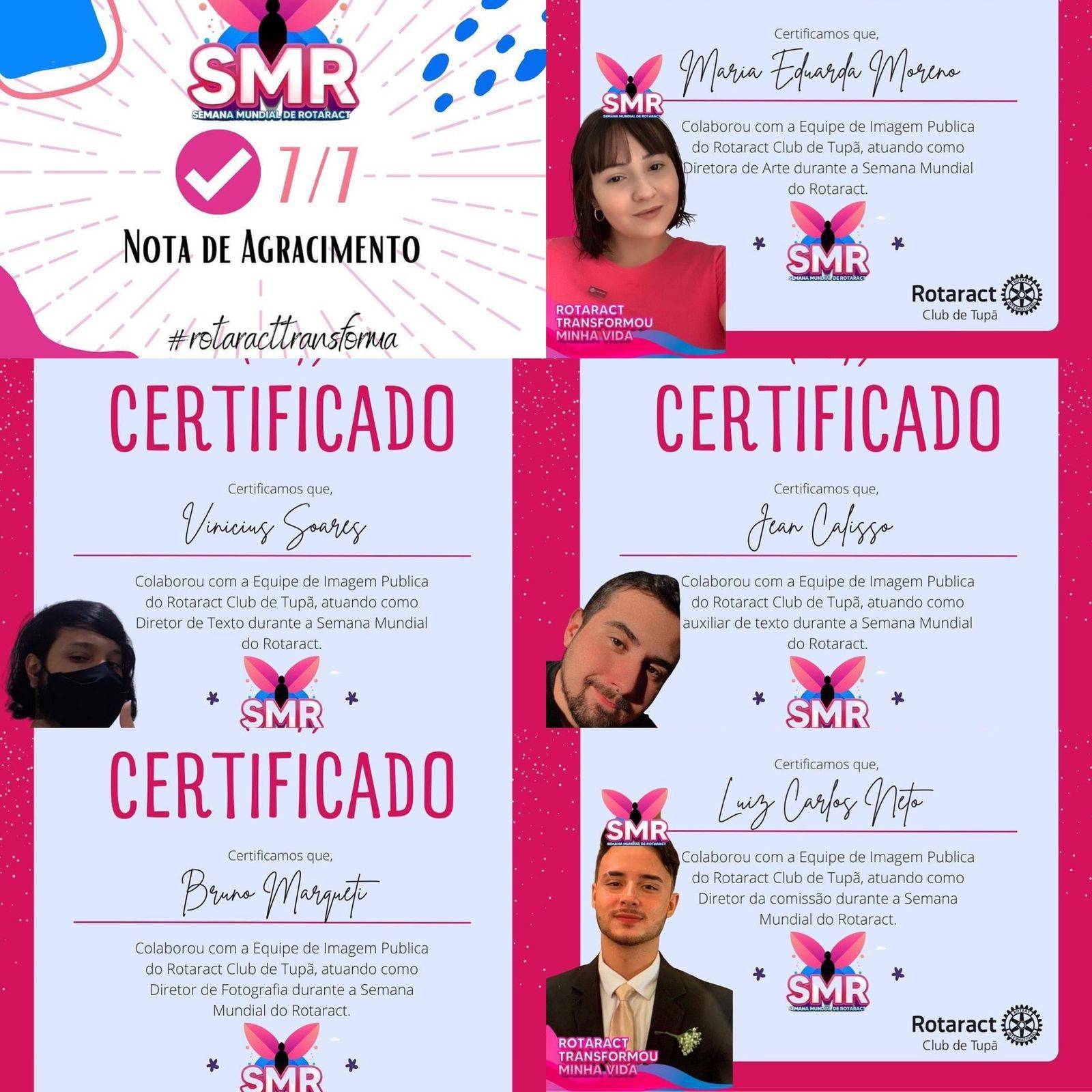 Certificados de agardecimento ao trabalho dos IP