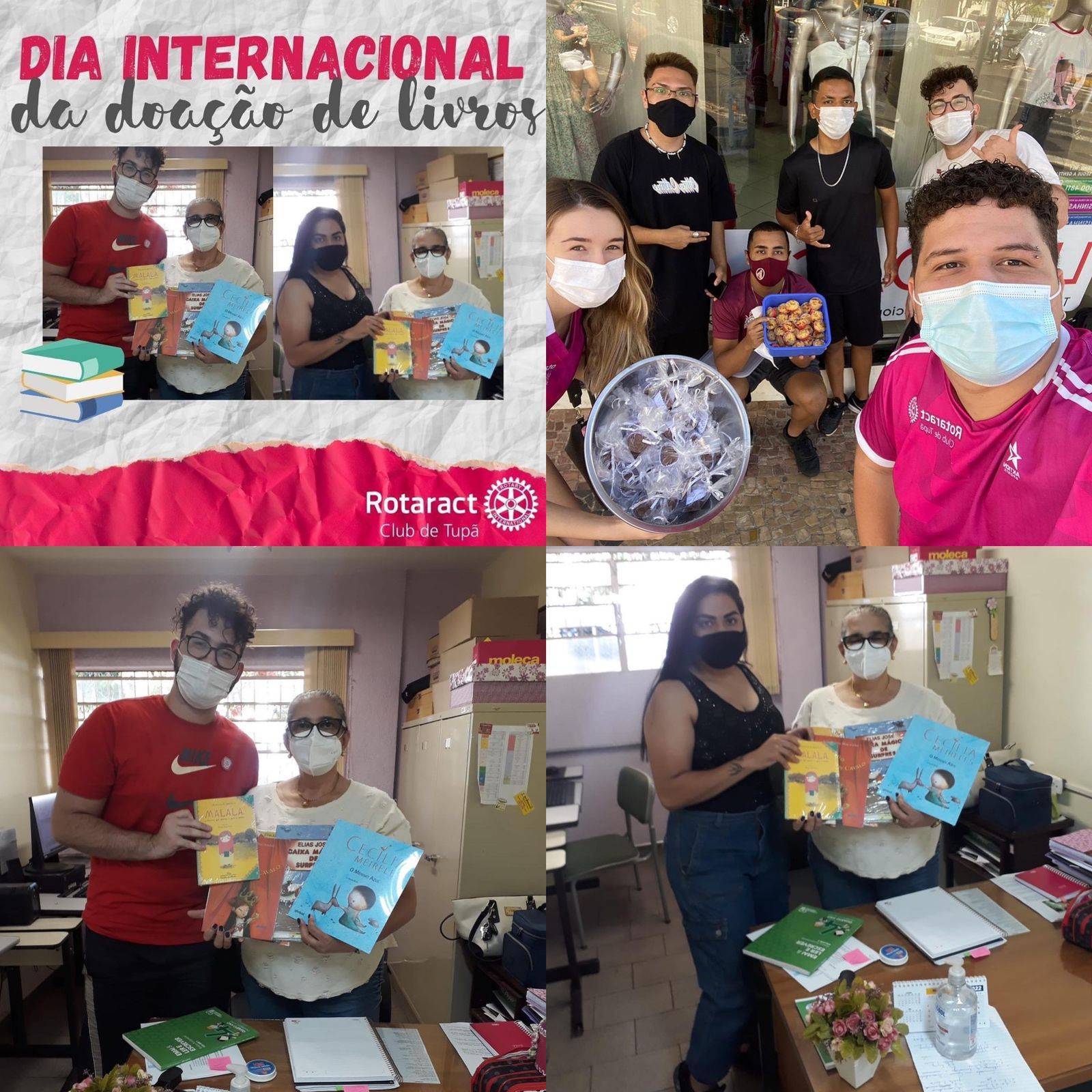 Venda de doces e entrega dos livros à escola