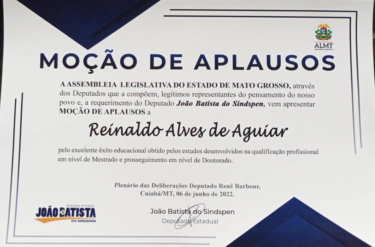 Governador Assistente Reinaldo Aguiar Recebe Moção de Aplausos 
