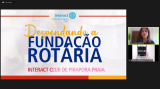 Ana Luiza Andrada, presidente 21-22 do Interact Club de Pirapora Praia apresentando projeto durante o Concurso Distrital de Projetos