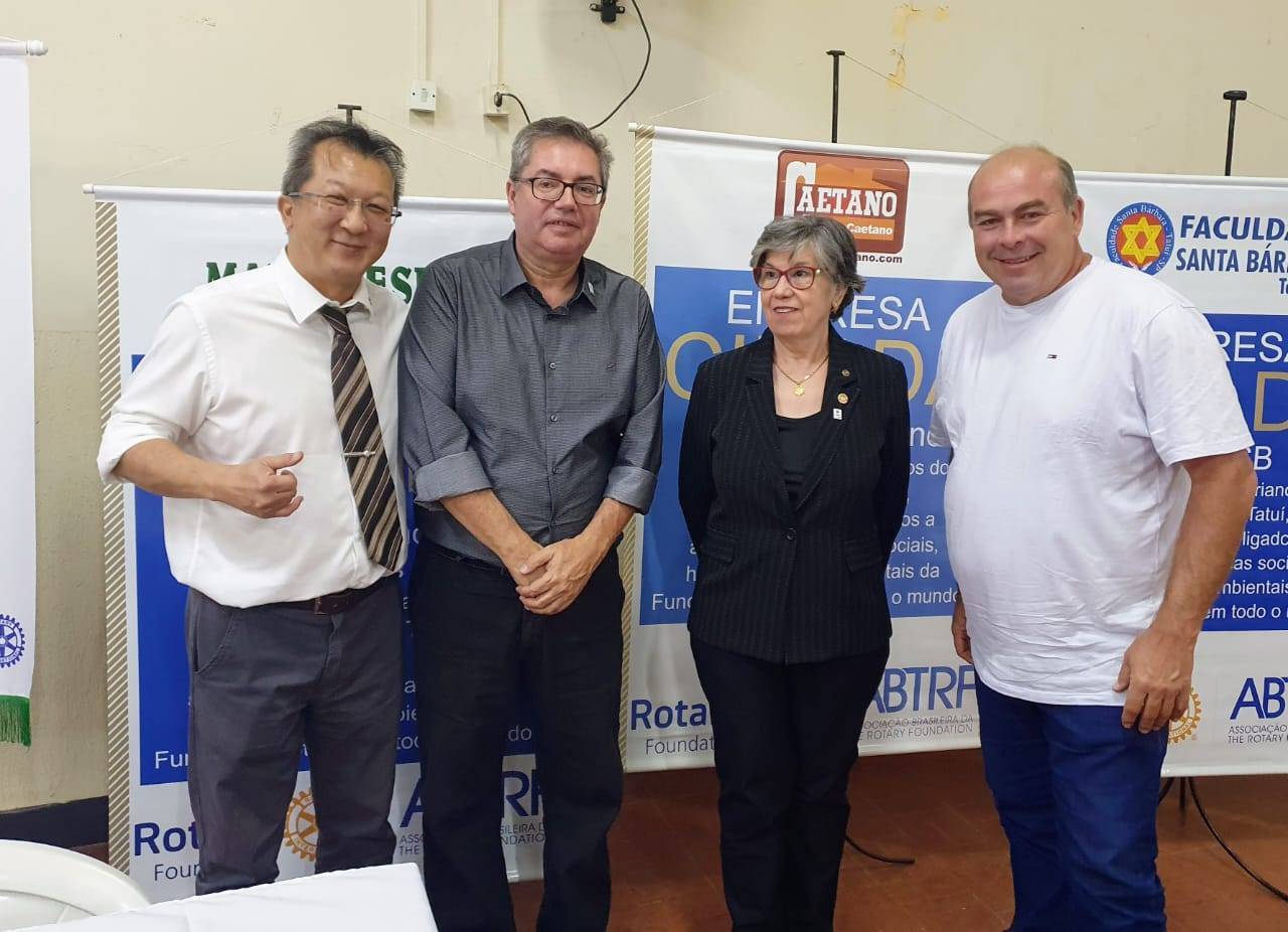 Presidente 2022-23 e Sócios Honorários Paulo Kudo, Maria Helena  Razera e José Edson (Edinho)