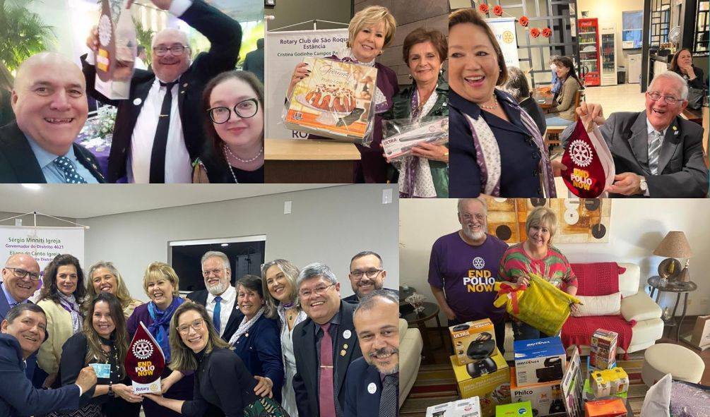 Cofrinho da pólio e prendas para show de prêmios