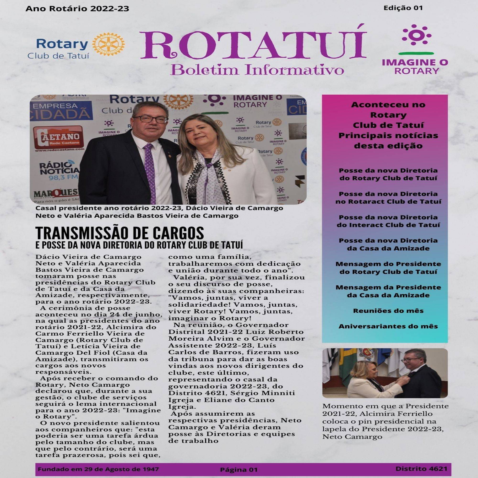 Boletim Informativo Rotatuí 01 - Julho-2022 - Ano rotário 2022-23