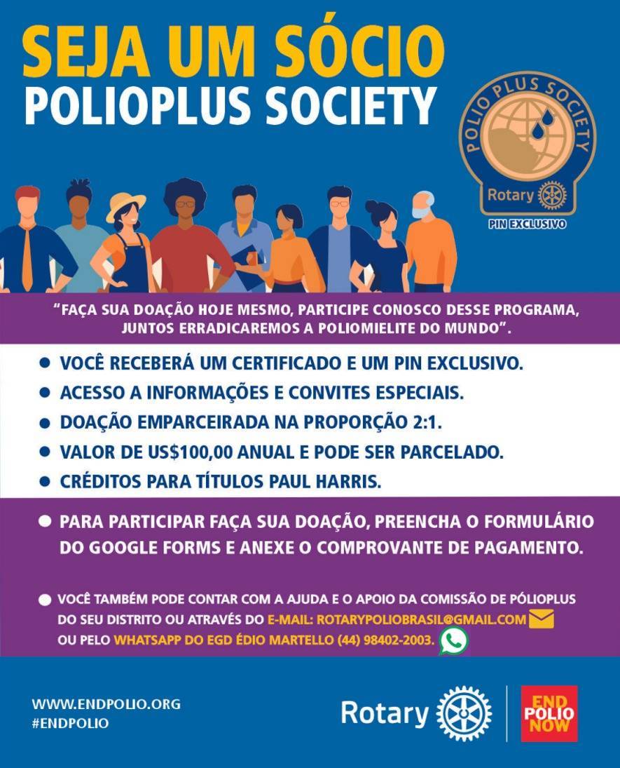 Faça parte da pólio plus Society 