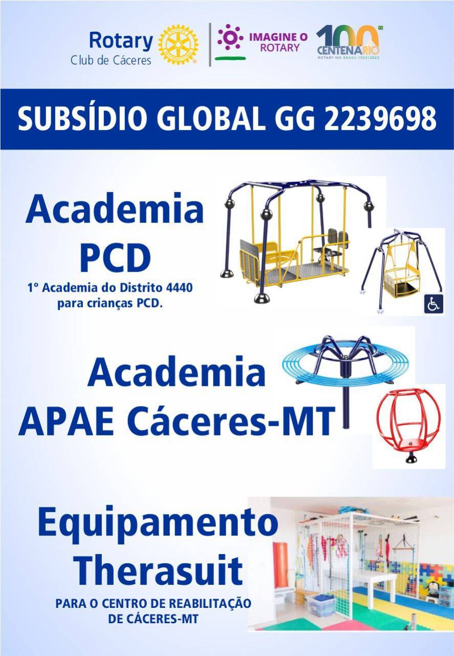 Rotary, Caceres, Fundação Rotaria, Subsidios Globais, Inclusão, academia PCD, Therasuite
