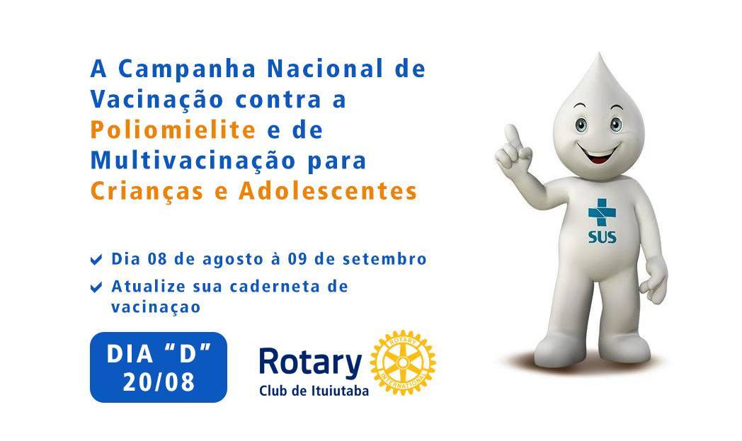 A Campanha Nacional de Vacinação contra a Poliomielite e de Multivacinação para Crianças e Adolescentes começa no dia 8 de agosto.