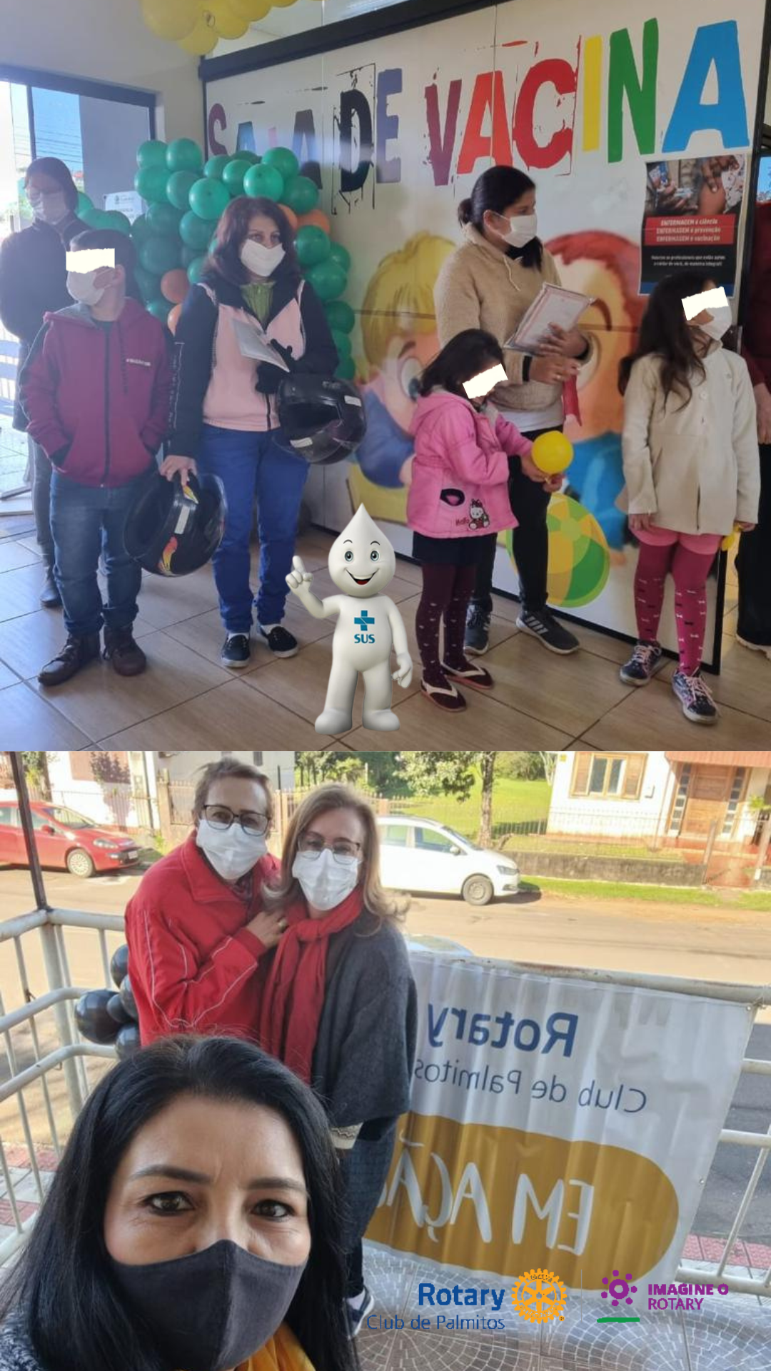 Rotary Club Palmitos presente no dia D de vacinção contra a poliomielite e de multivacinação.