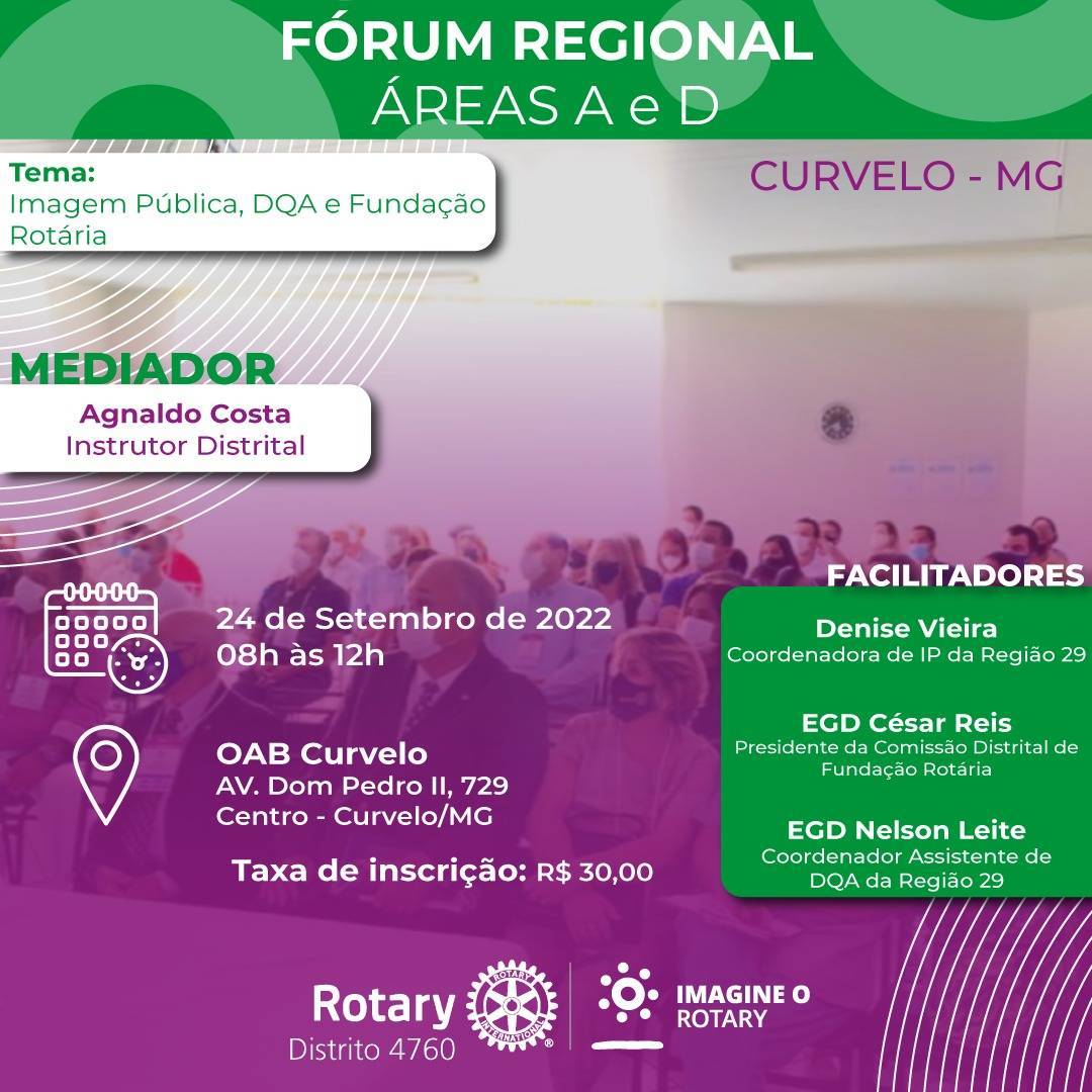 FÓRUM REGIONAL DAS ÁREAS A e D - CURVELO/MG