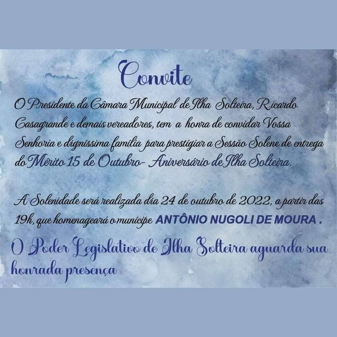 CÂMARA MUNICIPAL DE ILHA SOLTEIRA ENTREGARÁ “MÉRITO 15 DE OUTUBRO - ANIVERSÁRIO DE ILHA SOLTEIRA” PARA ROTARIANO