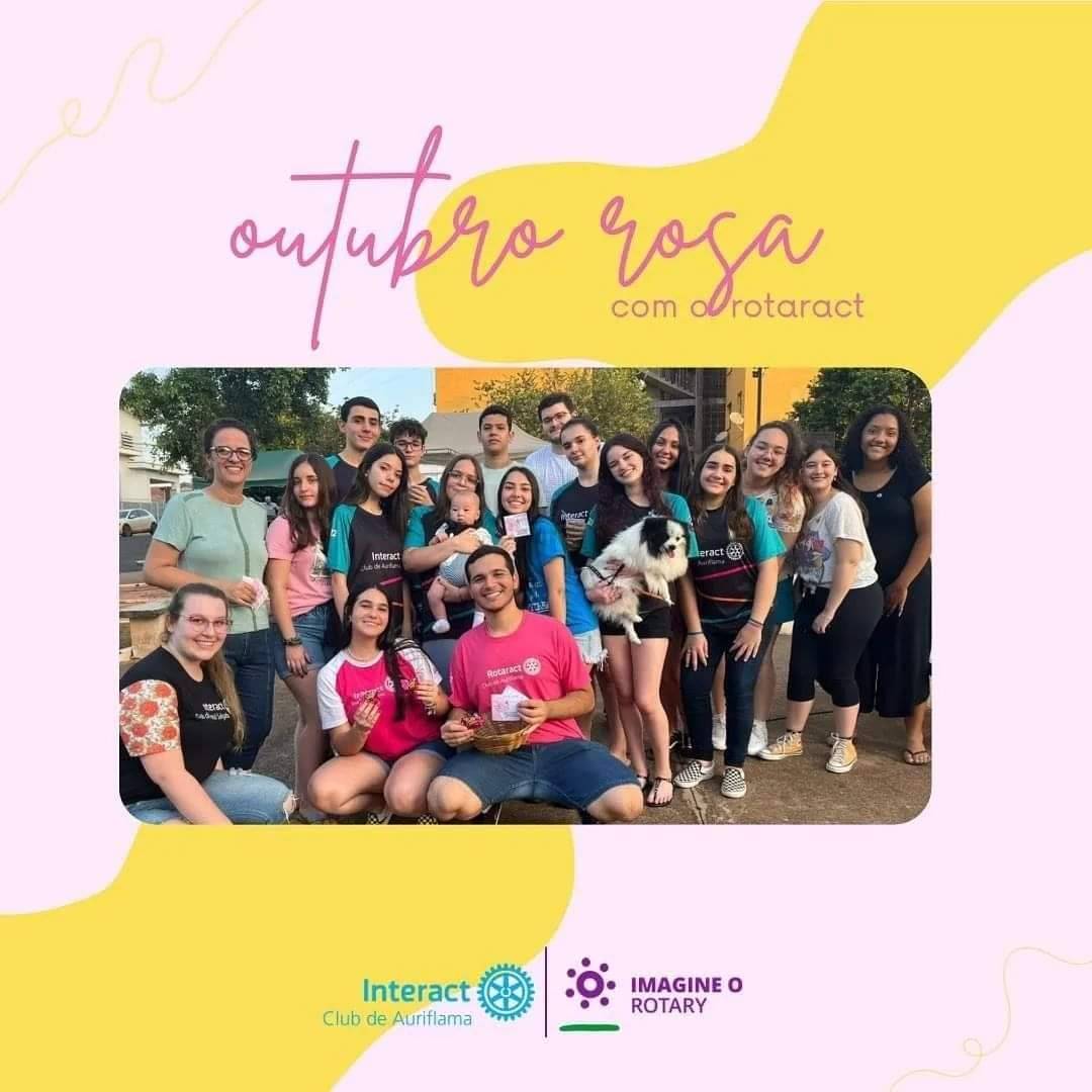 Dia 14/10 realizamos uma ação de conscientização sobre outubro rosa, junto ao Rotaract da cidade