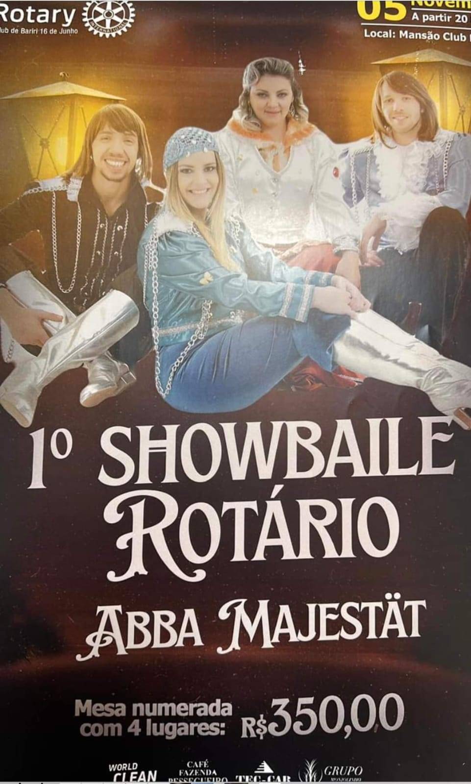 Amanhã Bariri, por intermédio do Rotary Club de Bariri - 16 de junho, estará recebendo a melhor banda cover que já existiu do famoso quarteto sueco ABBA.