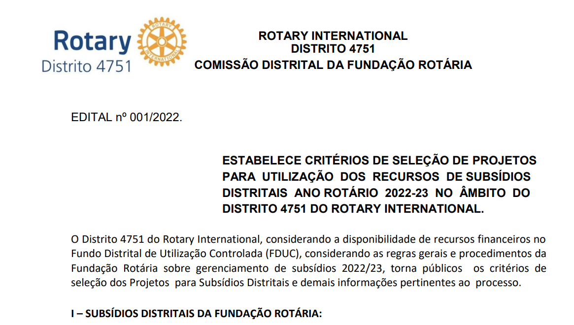Edital Subsídio Distrital 2022-23
