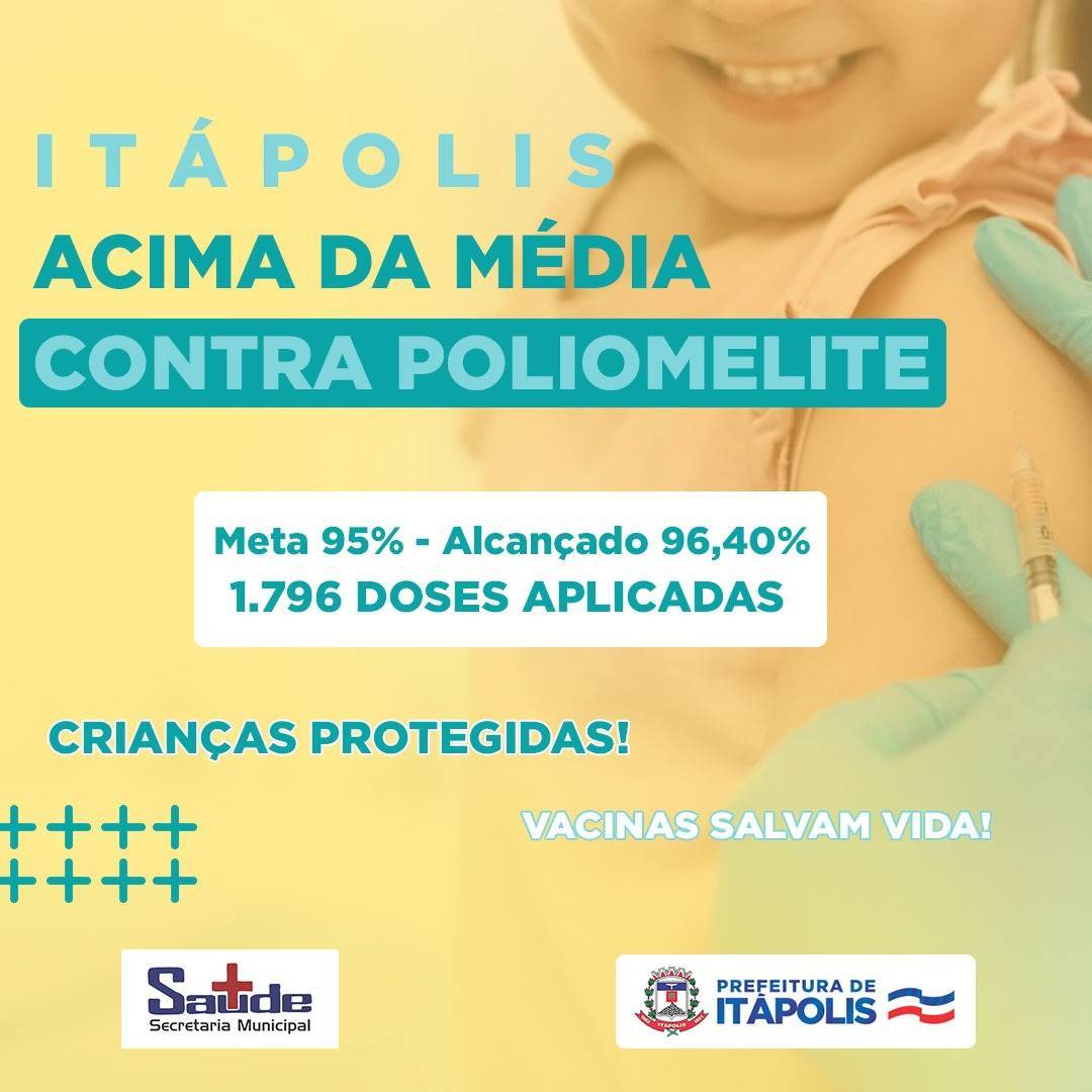 Superamos a meta: Itápolis tem ótima cobertura vacinal contra Poliomelite