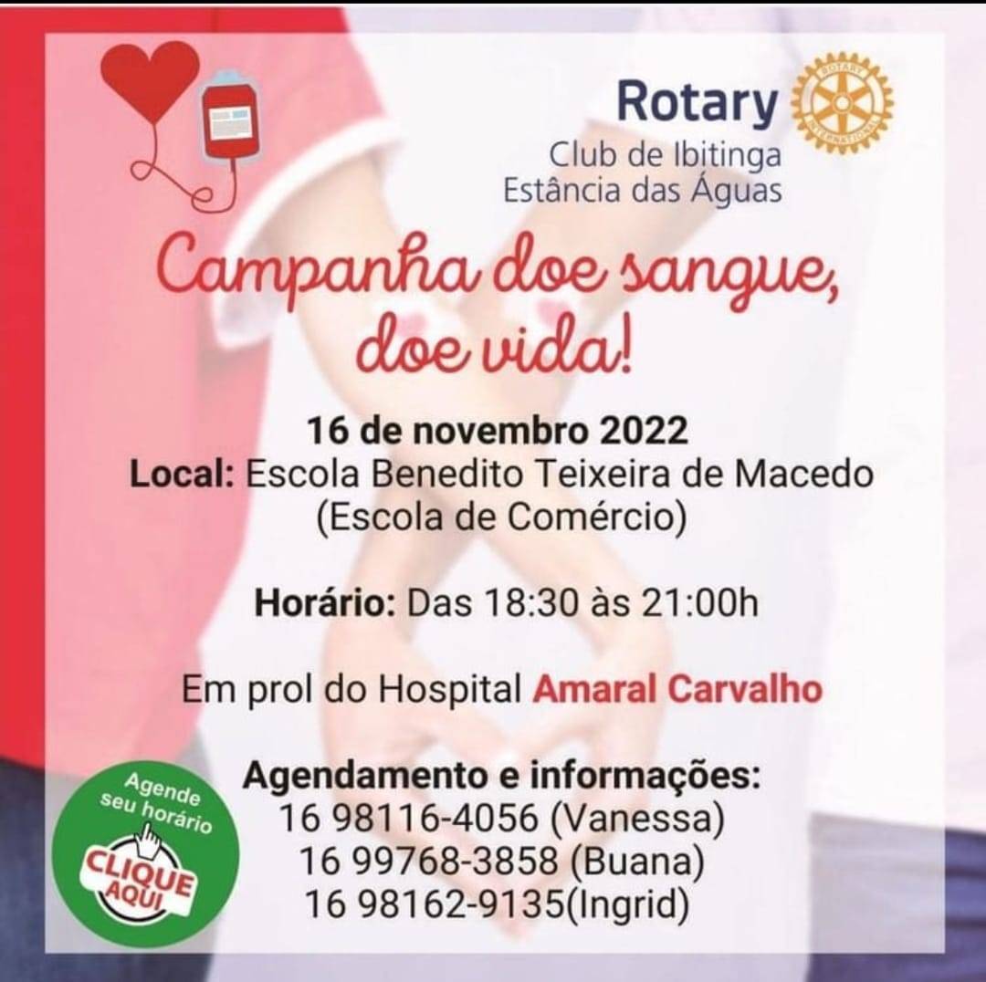 Campanha doação de sangue - Rotary Club de Ibitinga - Estância das Águas
