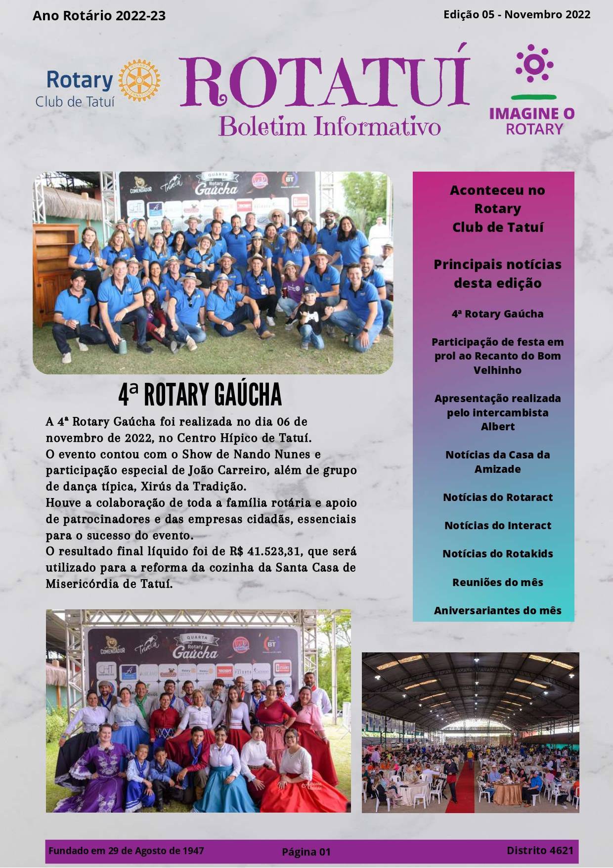 Boletim Informativo Rotatuí 05 - Novembro -2022 - Ano rotário 2022-23