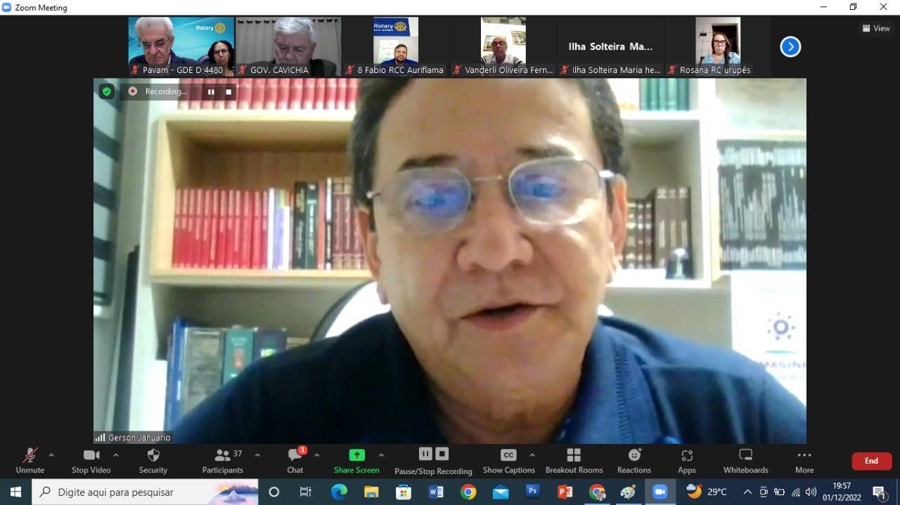 O gov. do Distrito 4480 do Rotary International,  Gerson Januário, e o presidente da Comissão de DQA, gov. Antônio Orlando Cavichia Filho, coordenaram importante reunião com os presidentes de clubes nesta quinta-feira