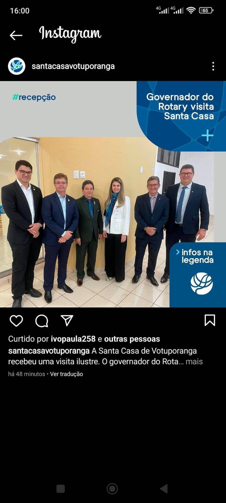 A Santa Casa de Votuporanga recebeu uma visita ilustre. O governador do Rotary Club Distrito 4480, Gerson Januário, e sua esposa Rosangela estiveram na Instituição na última semana.