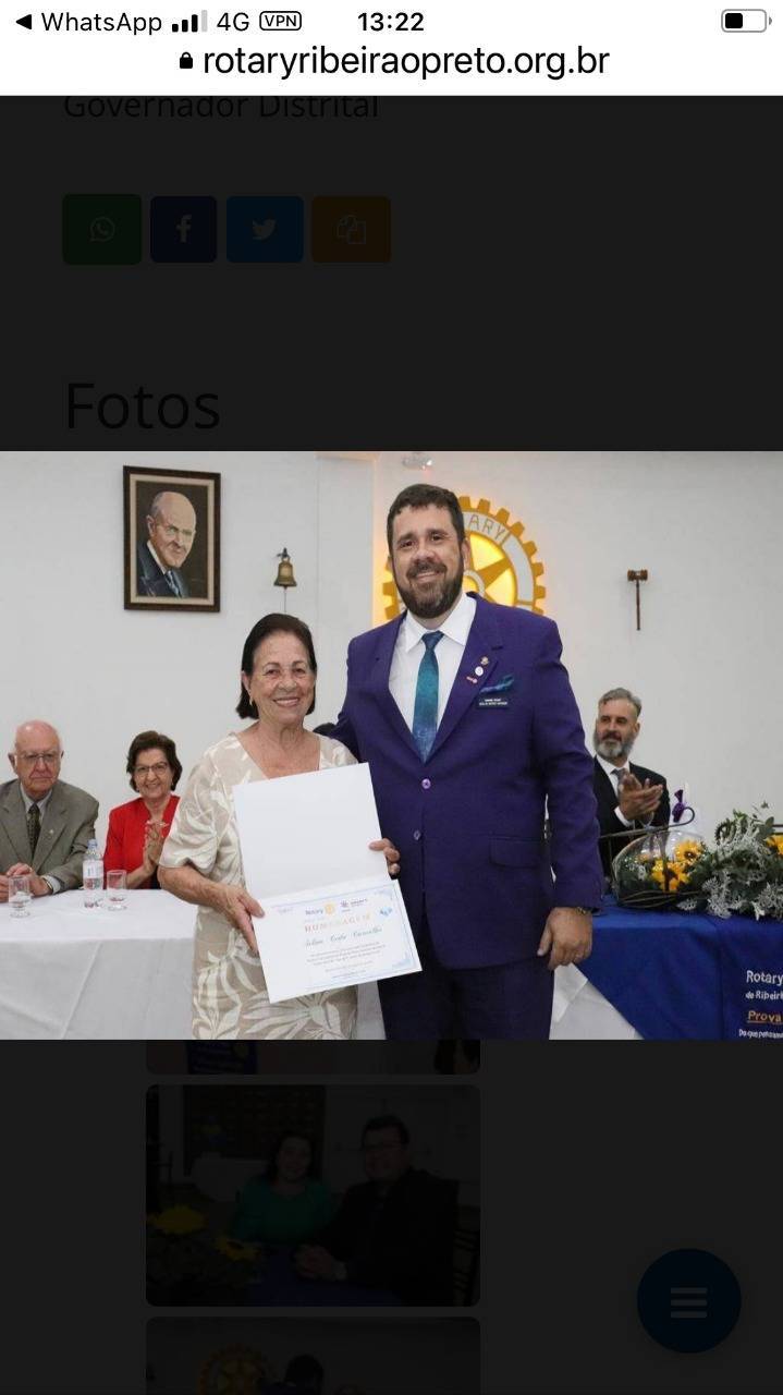 Voluntária homenagiada