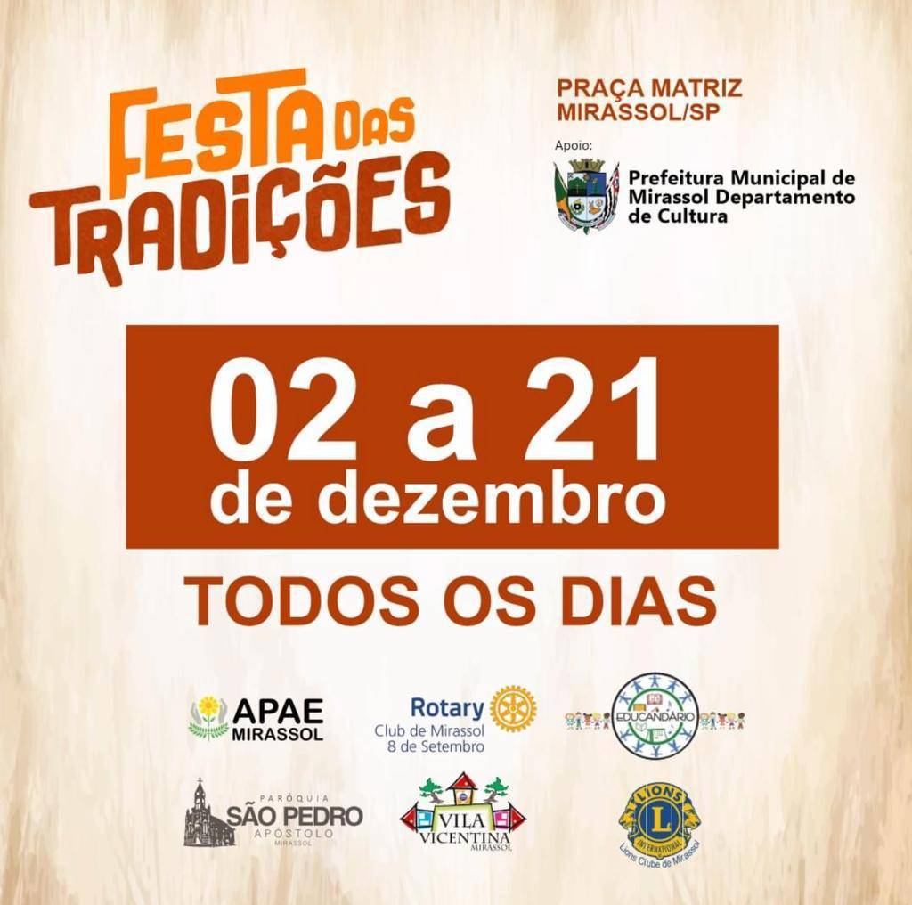 O Rotary Club de Mirassol 8 de Setembro está presente na Festa das Tradições, evento este que irá até o dia 21/12.