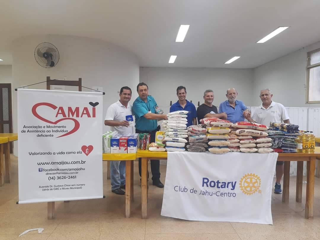 AMAI de Jaú Agradece doação do Rotary Club de Jahu Centro, que arrecadou alimentos em ação junto ao Super Mercado Jaú Serve