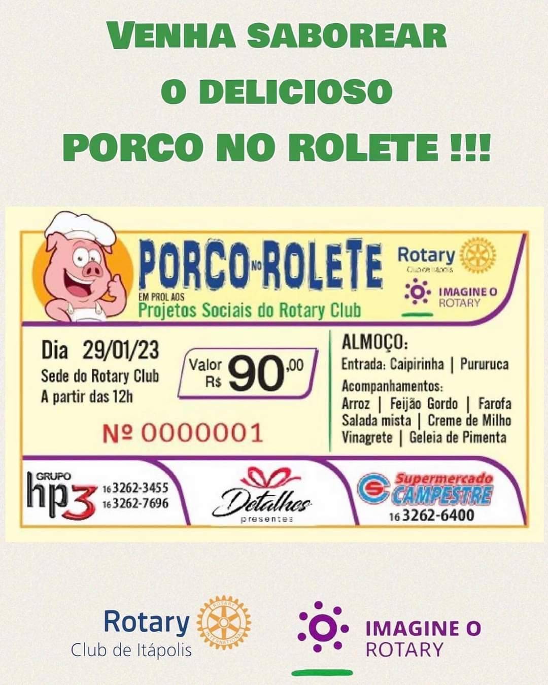 PORCO NO ROLETE - Rotary Club de Itápolis