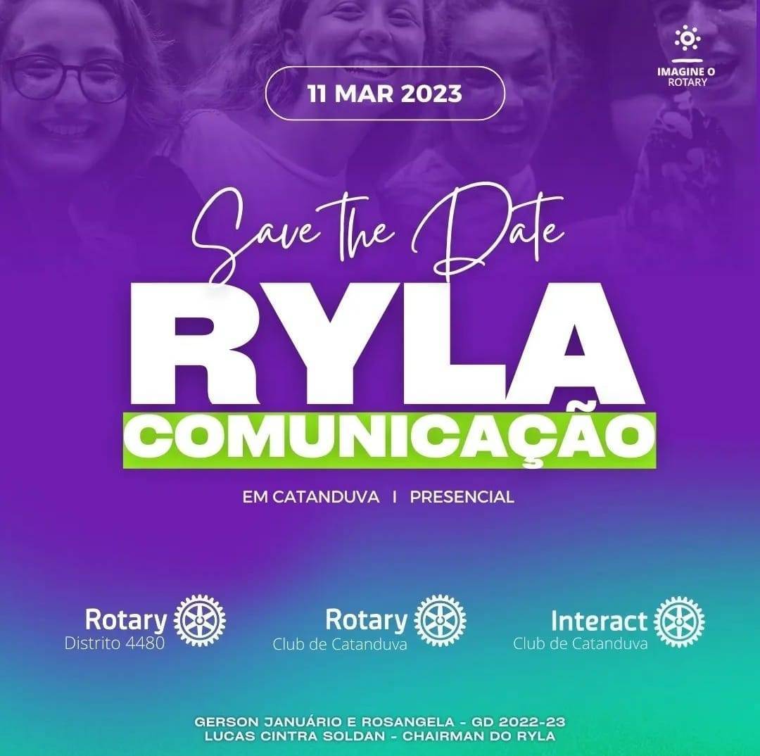 O RYLA do Distrito 4480 será realizado pelo Rotary Club de Catanduva no dia 11 de março