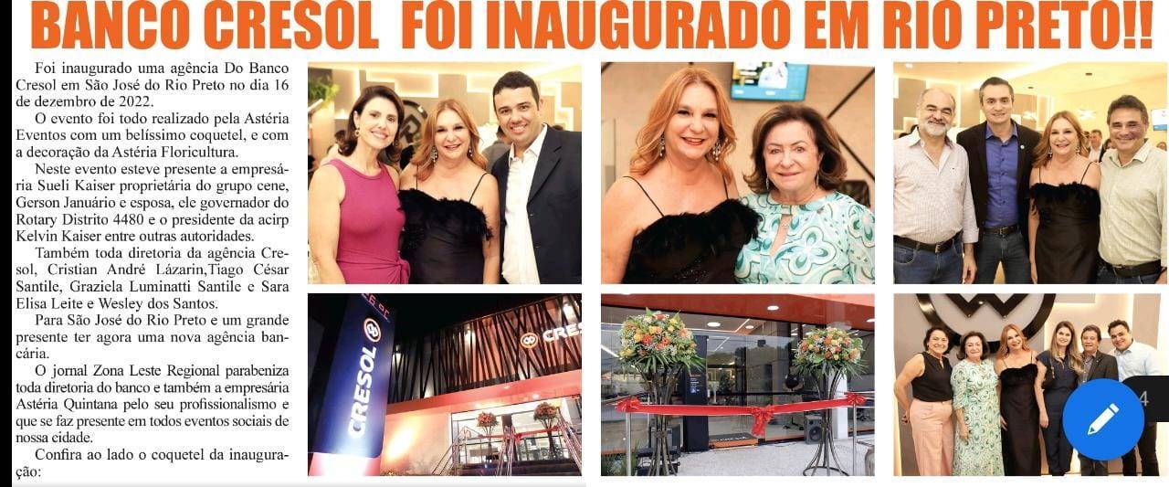 Banco Cresol inaugura agência em São José do Rio Preto com a presença da família Rotária.