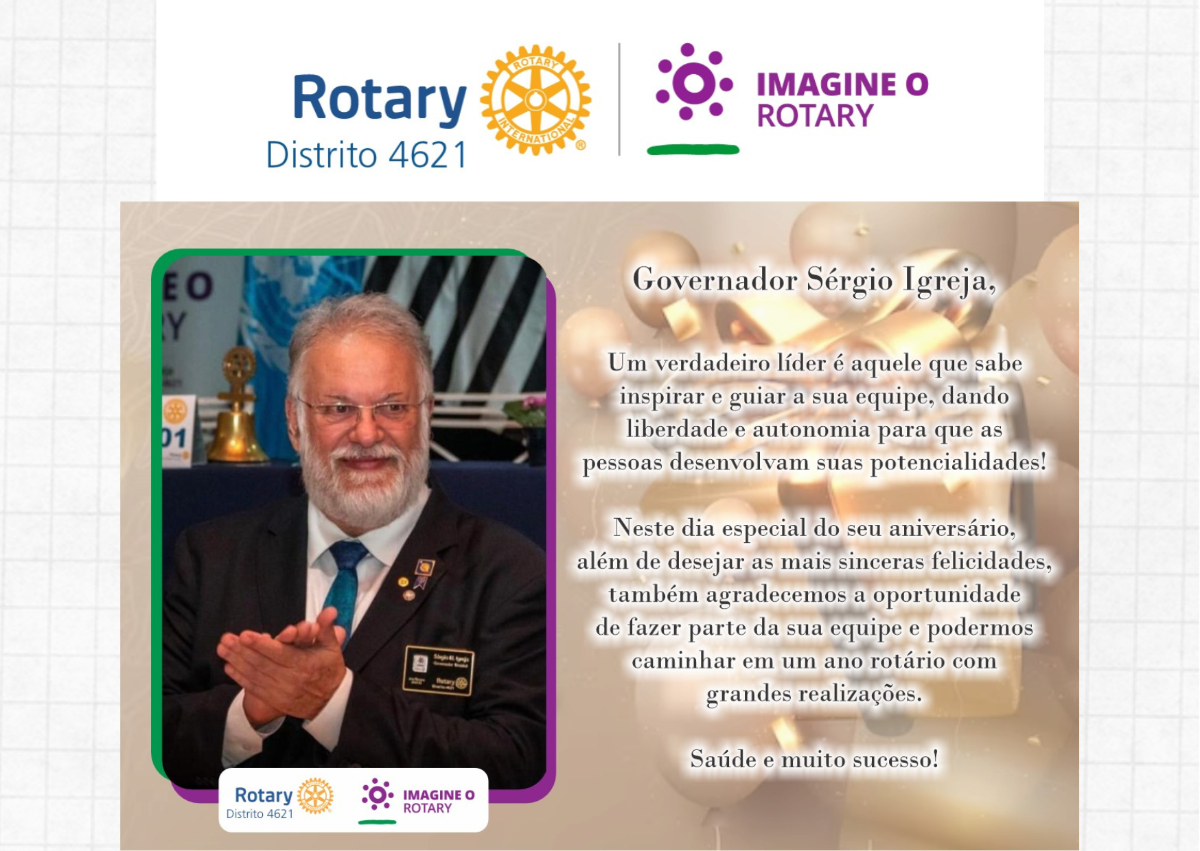 Parabéns! Saúde e sucesso!